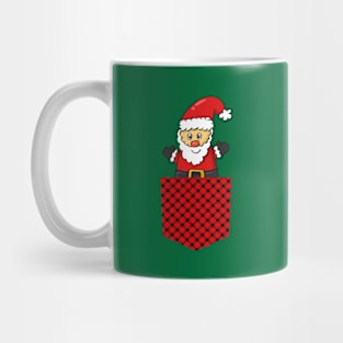 Funny Santa Claus in the plaid pocket Mug